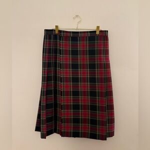 Plaid knee length wrap skirt